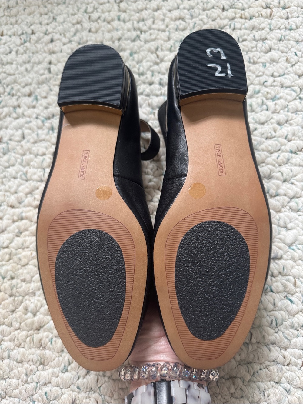 Vince Camuto Black Leather Ankle-Strap Flats - Picture 3 of 3